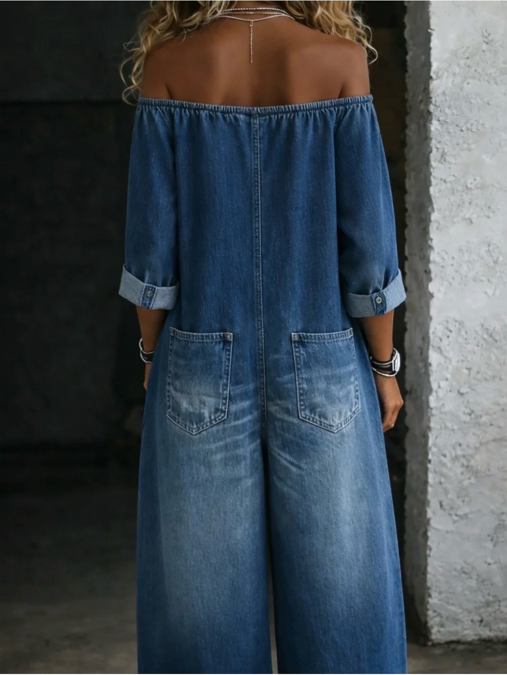 Brigitte & Diane Elana Off Shoulder Long Sleeve Jumpsuit - Picture 3 of 3